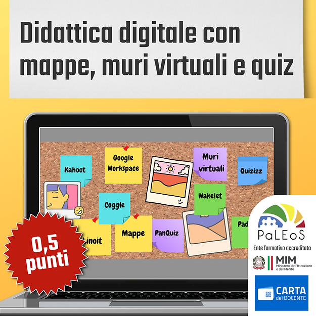 Certificazione Didattica digitale con mappe, muri virtuali e quiz